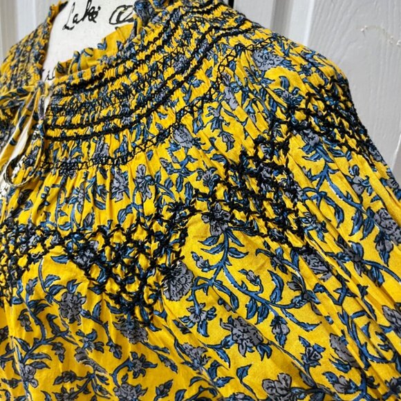 ZARA BLOUSE RUFFLE KEY HOLE NECK PUFF SLEEVES TUCKEBLE SZ S FLORAL BOHO CHIC - Picture 9 of 16